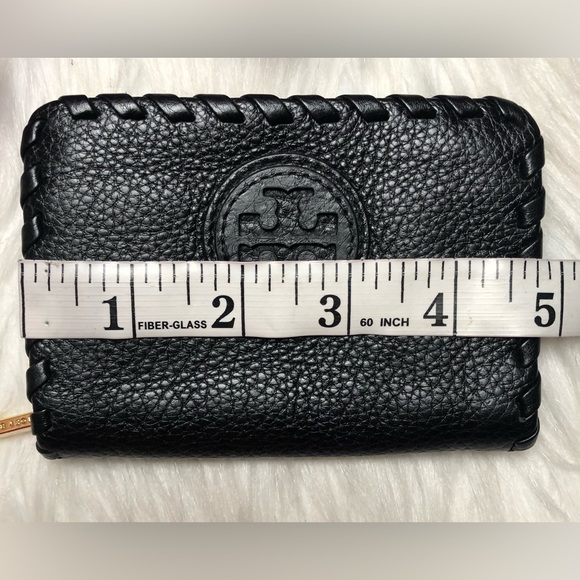 Tory Burch Marion Black Pebble Leather Hidden Zip Coin Wallet/Case w/ Key Ring - Picture 12 of 15